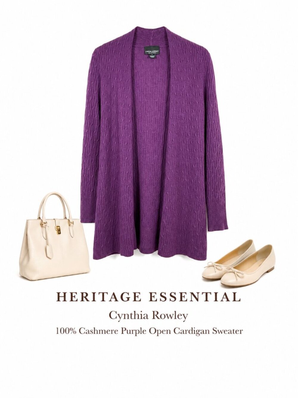 Cynthia Rowley 100% Cashmere Purple Open Cardigan Sweater L